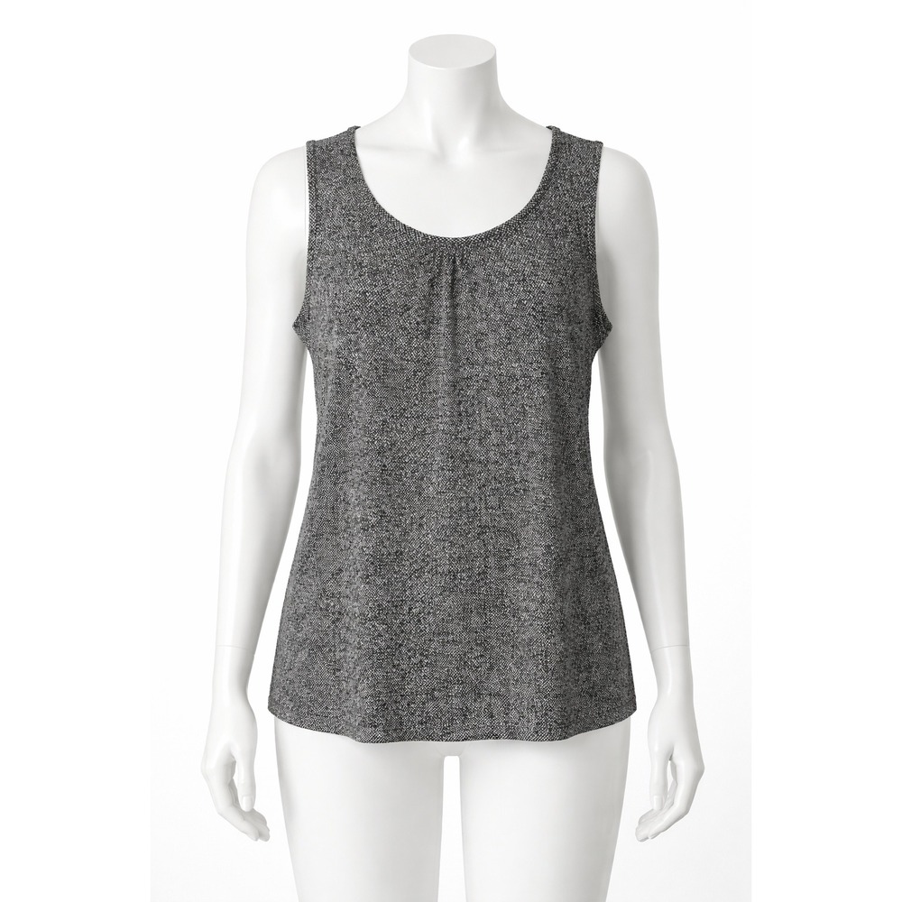 Lands End‎ Sleeveless Top Women 14 16 Black White Abstract Print Tank